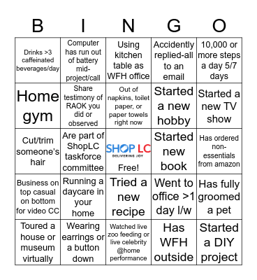 Associate Senate Bingo Card