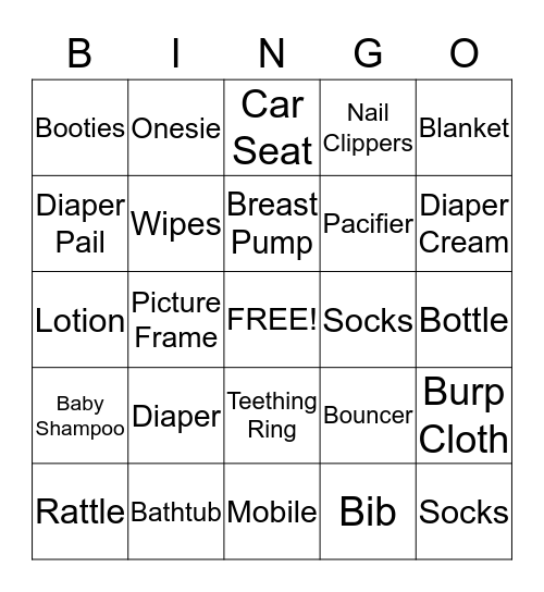 Baby Bingo Card