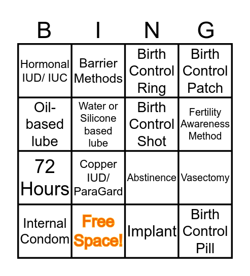 Birth Control Bingo! Bingo Card
