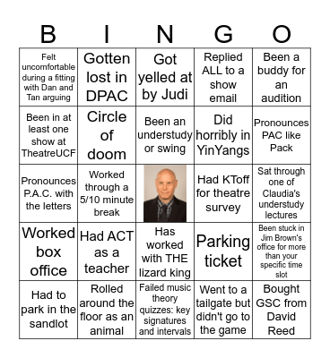 TheatreUCF Bingo Card