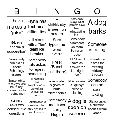 Halethorpe Microsoft Teams Bingo Card