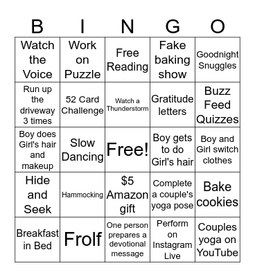 Quarantine Bingo Card