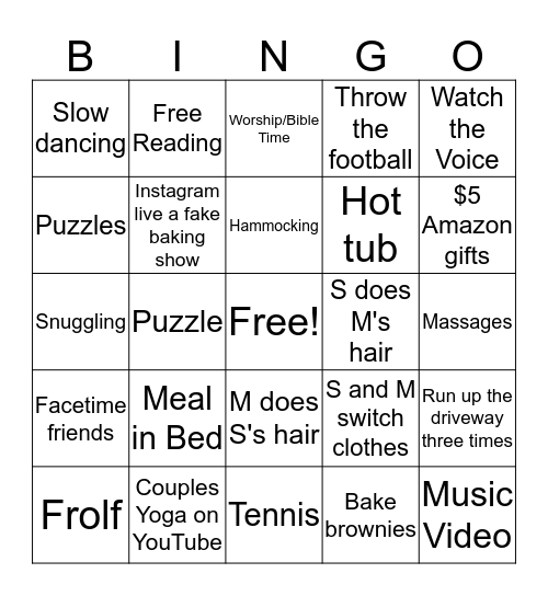 Quarantine Bingo Card