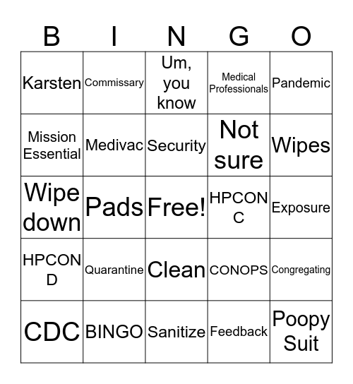 ZOOM ZOOM BINGO Card