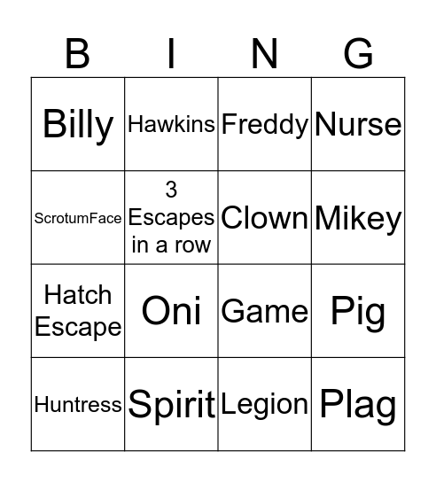 Survivor Bingo Card