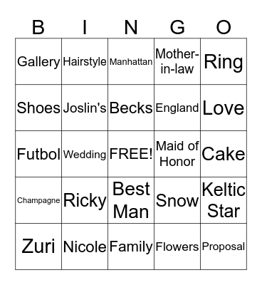 Nicole's Shower  Bingo Card