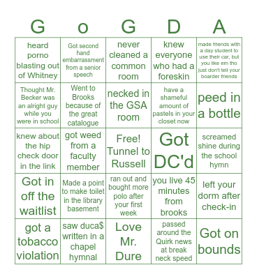 BROOKS BINGO Card