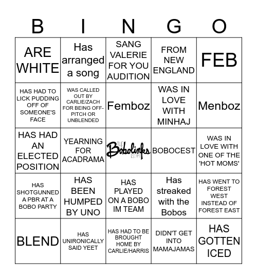 BOBOLINKS BINGO Card