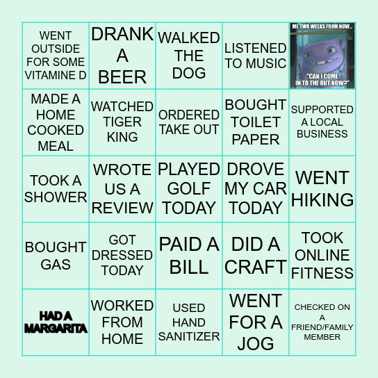 QuaranTINGO Bingo Card