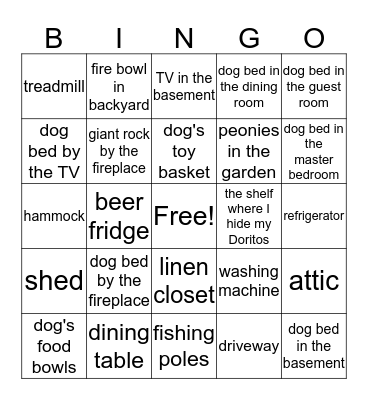 Cate's House Bingo Card