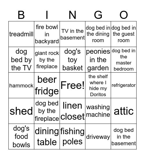 Cate's House Bingo Card