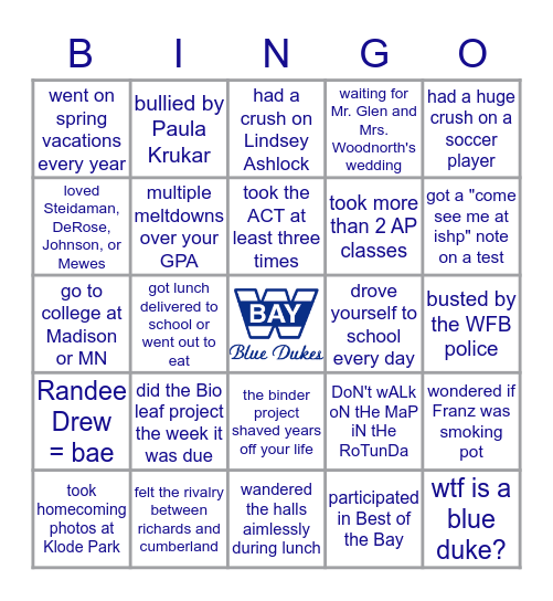 WHITEFISH BAY HIGH SCHOOL Bingo Card