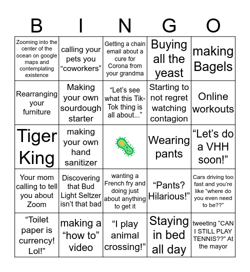 Just Covid Things Bingo Card