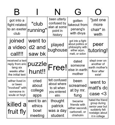 Earth Mother Bingo Card