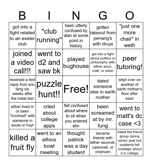 Earth Mother Bingo Card