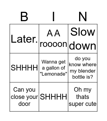 Mommys sayings Bingo Card