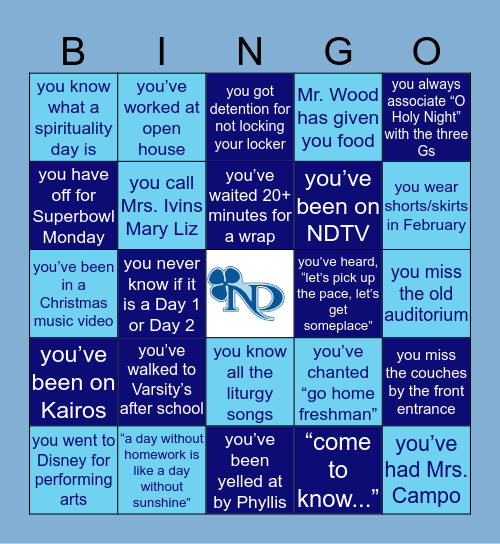 ☘️ND Bingo☘️ Bingo Card