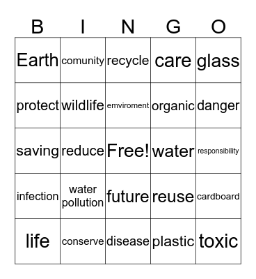 conservation, recycle and pollution Bingo Card
