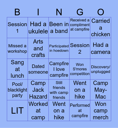 Ucamps Bingo Card