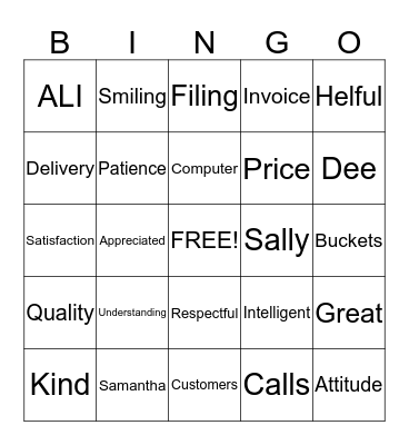 Customer Service Appreciation Week Bingo Card