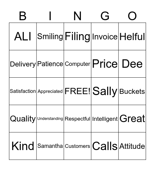 Customer Service Appreciation Week Bingo Card