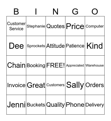 Customer Service Appreciation Week Bingo Card