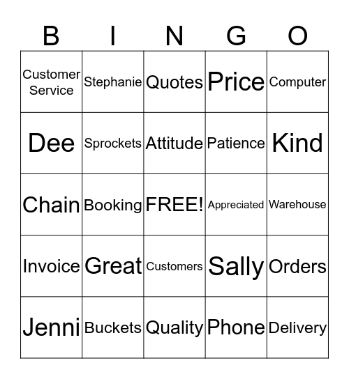 Customer Service Appreciation Week Bingo Card