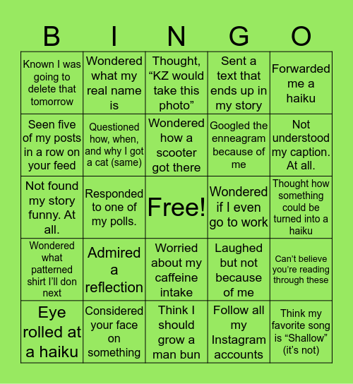 Do you know me? Bingo Card