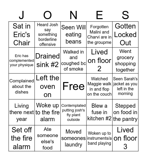 510 N State Bingo Card