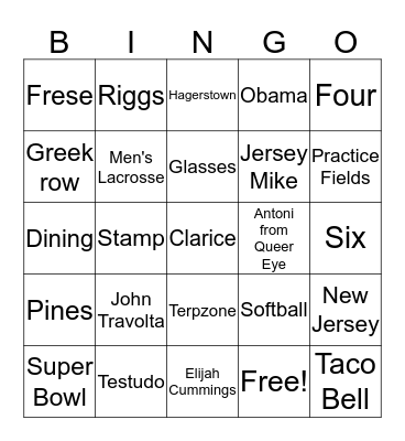 Maryland Bingo Card