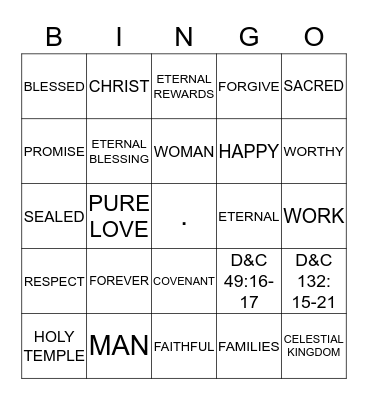 FOR ETERNITY.... Bingo Card