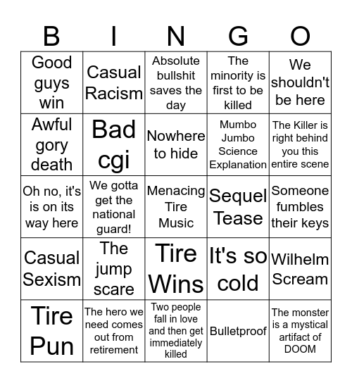 Rubber (2010) Bingo Card