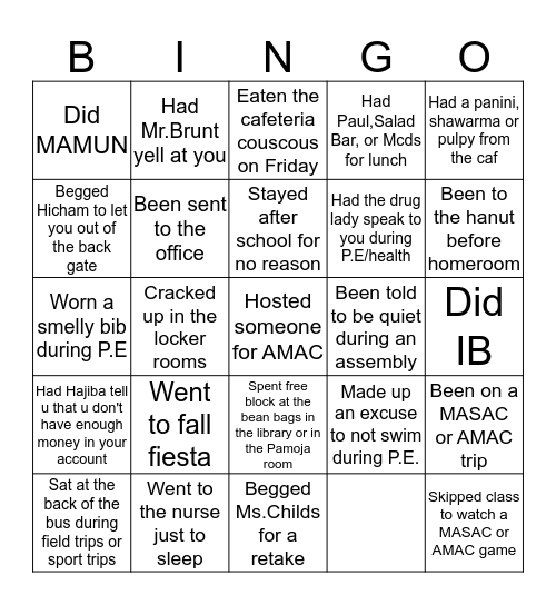 RAS BINGO Card