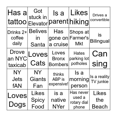 CARE TEAM BINGO Card