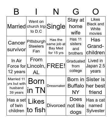 New Bethel Women's Ministry Bingo Card
