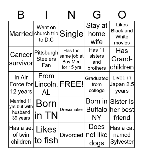 New Bethel Women's Ministry Bingo Card