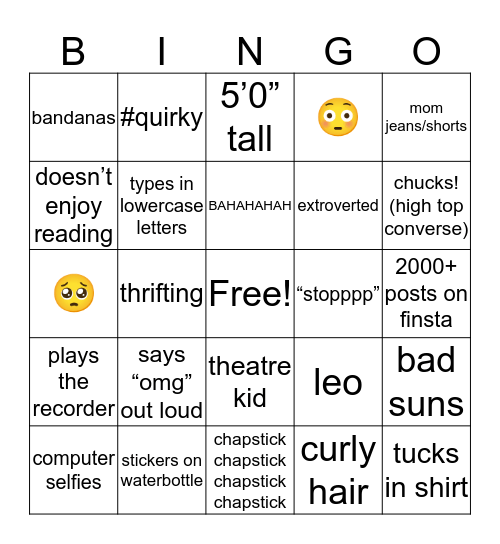 How much are you like Gianna😳 Bingo Card