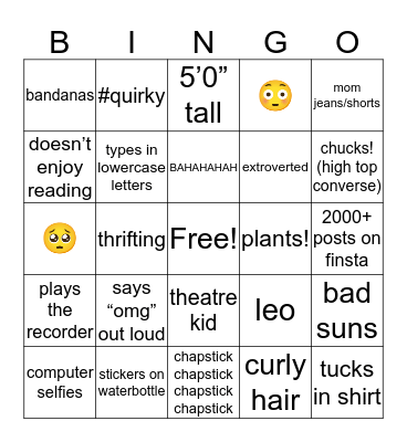 how much are you like gianna;)) Bingo Card