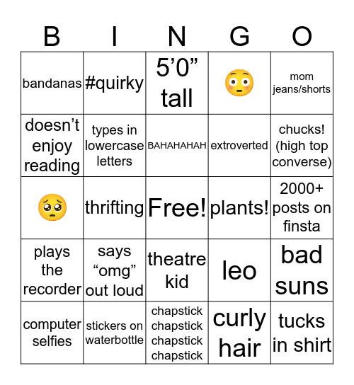 how much are you like gianna;)) Bingo Card