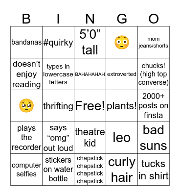 how much are you like gianna;)) Bingo Card