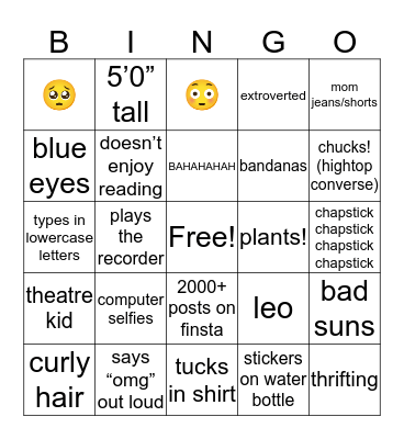 how much are you like gianna?;) Bingo Card