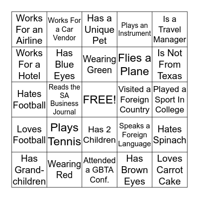 SA BTA Bingo!     Name:_______________ Bingo Card