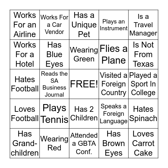 SA BTA Bingo!     Name:_______________ Bingo Card