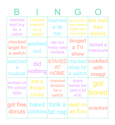 mak & sid's time at home lmaooooo Bingo Card