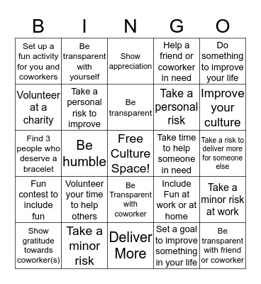 Realtruck Culture Bingo Card