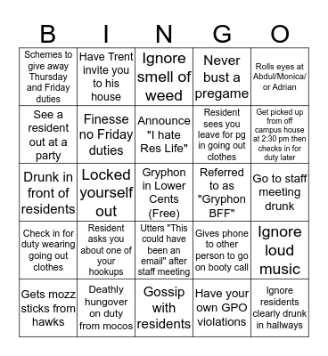 Fun Police Bingo Card