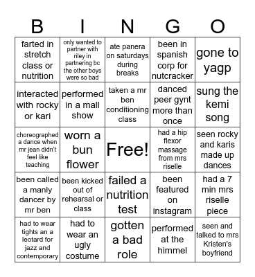 paris ballet 2017 Bingo Card