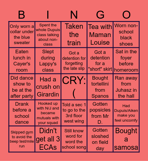 RWA X BINGO Card