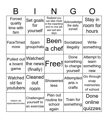 What You’ve Done During Corona Time Bingo Card