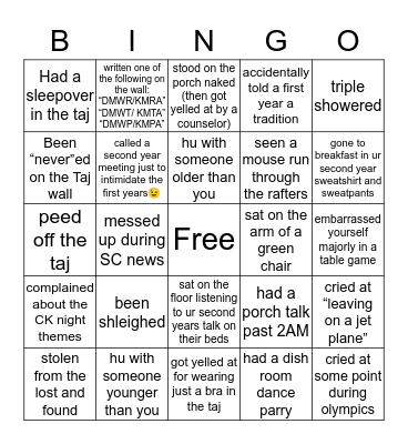CWW Bingo Card